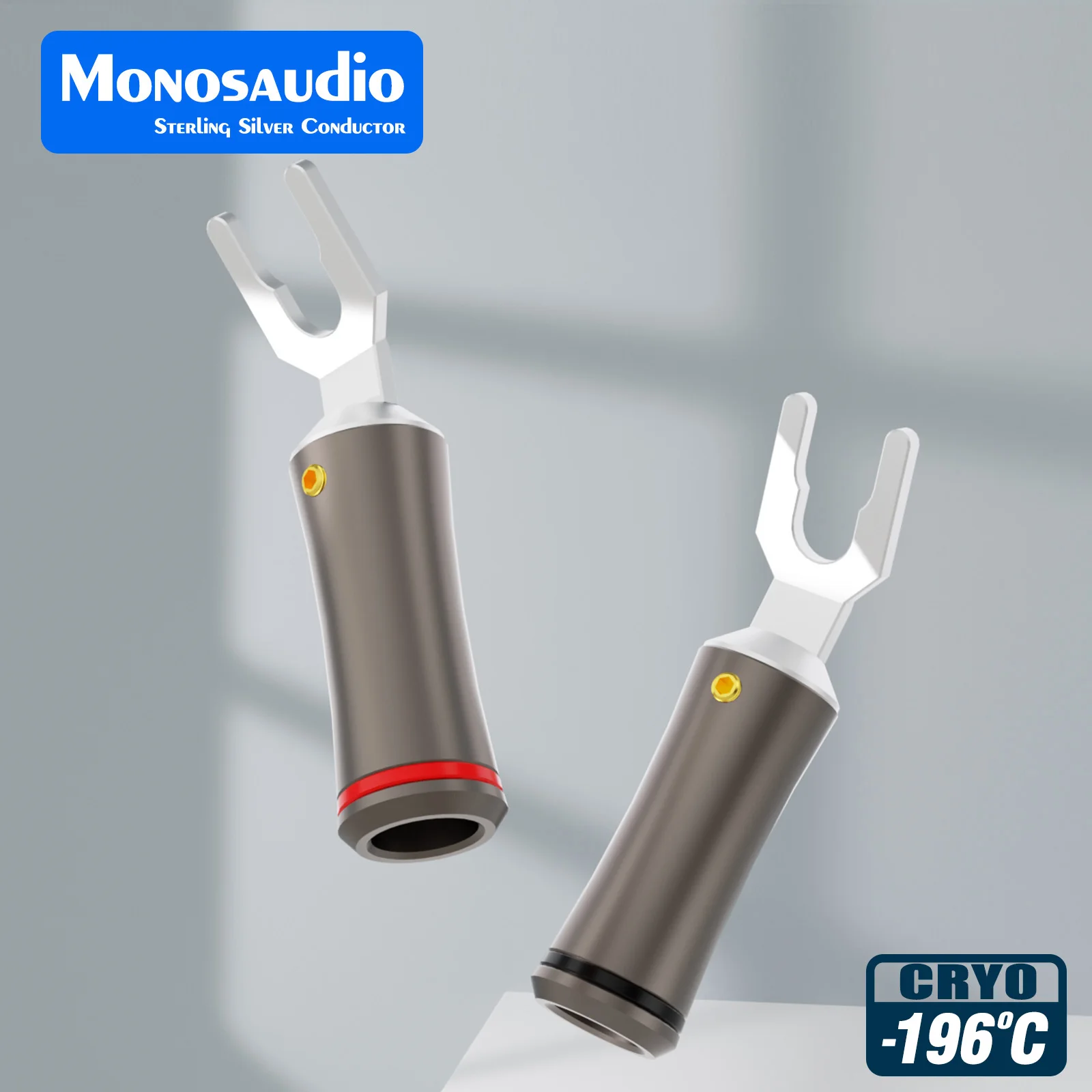 

Monosaudio S911AG Pure Silver Y sapde Connector Pure Solid Silver Y spade Plug Speaker Cable Wire Connector
