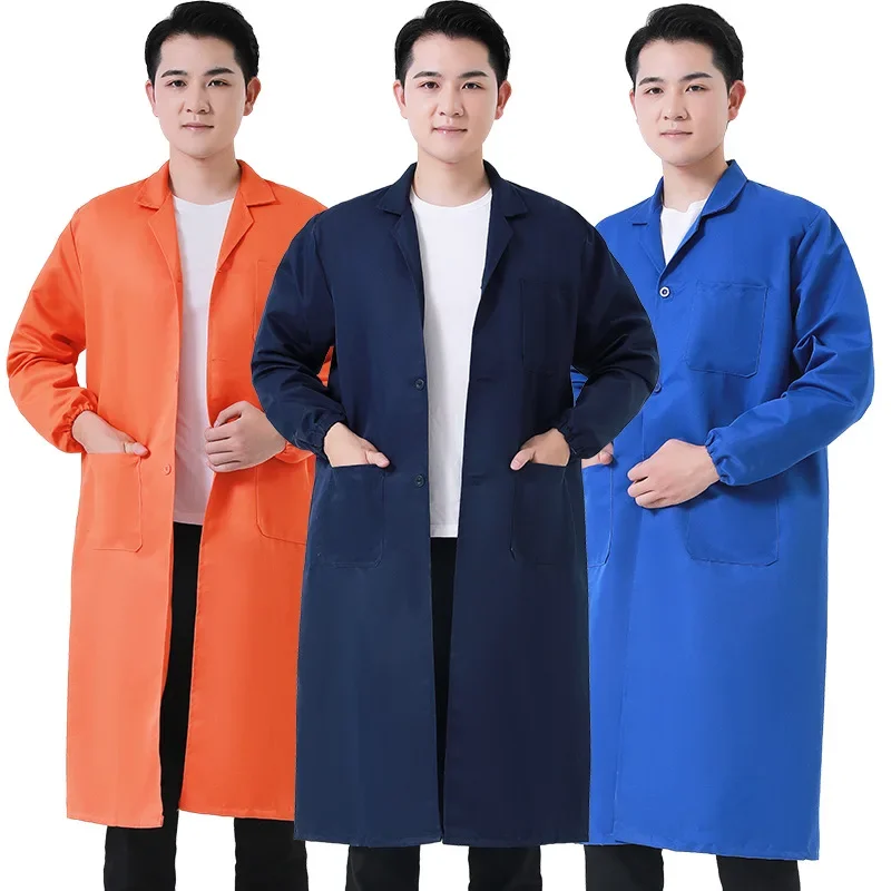 Labor Protection Work Clothes 2024 NEW Blue Coat Overalls Long-sleeved Dustproof Clothing with Printable Transport Clothing