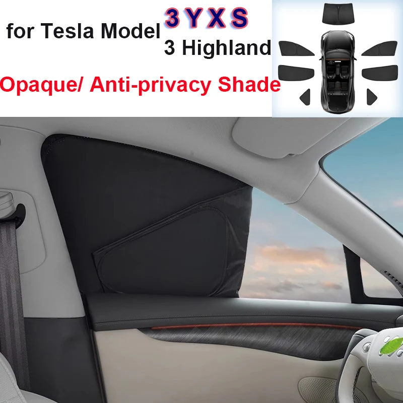 Frente do carro e traseira Side Janela Sunshade, Privacidade Cobertura de Sombreamento, UV Protector, Highland, M3H, Tesla Modelo 3, Y, S, X, 2024, 2023