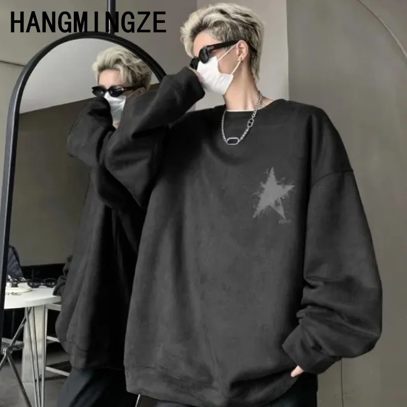 Couple Heavy Suede Sweatshirt Man And Women 2024 Autumn And Winter New American Retro Genderless Round Neck Top