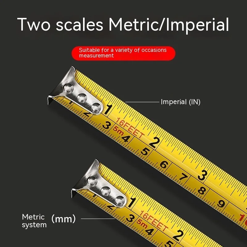 Precise Steel Tape Measure Retractable 3M 5 Meters Thickened Self-locking Rubberized Woodworking Metric and Imperial Tape Ruler