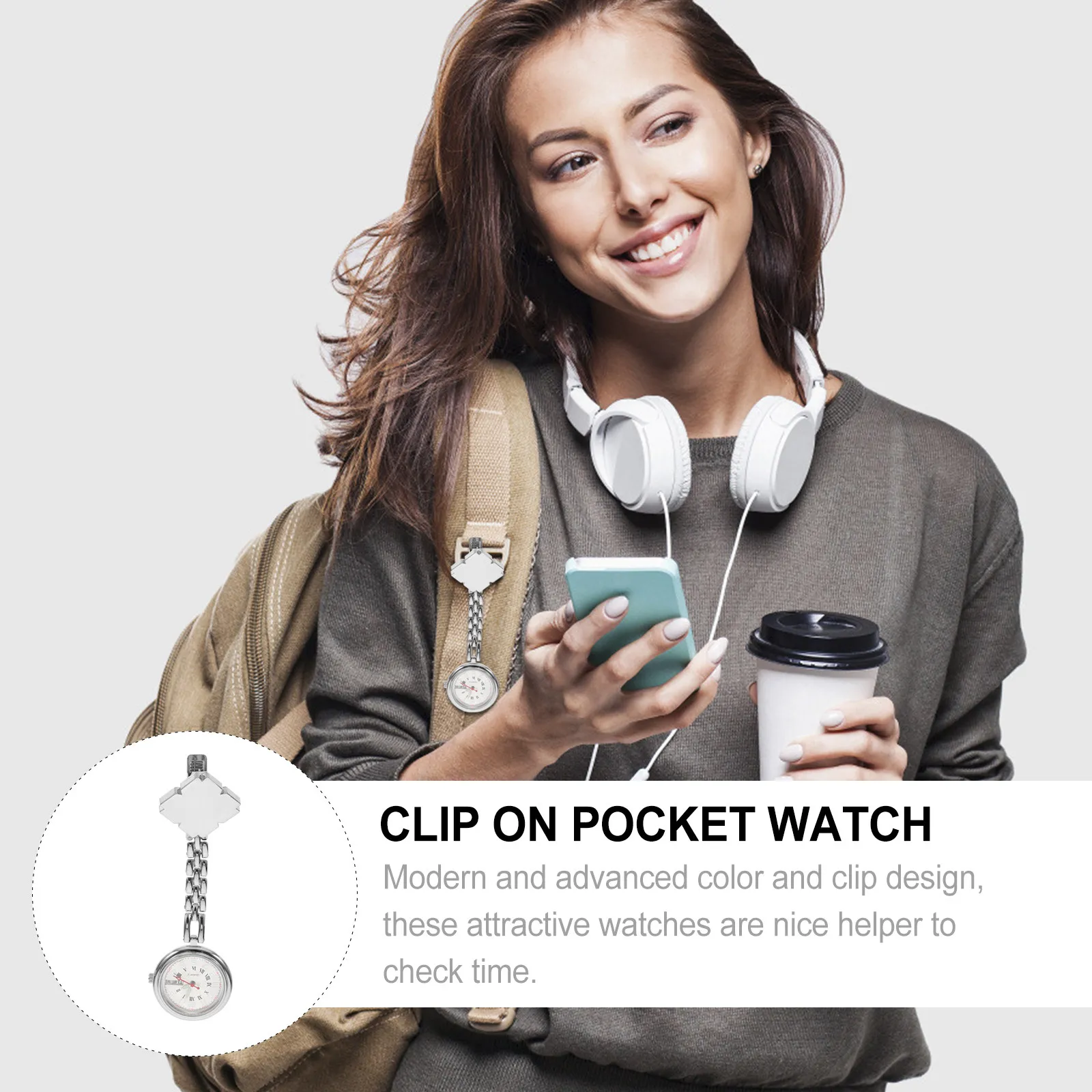 1-個の懐中時計デュアルカレンダーナースウォッチ合金ガラス構造ポータブルクリップデザイン医療従事者向け