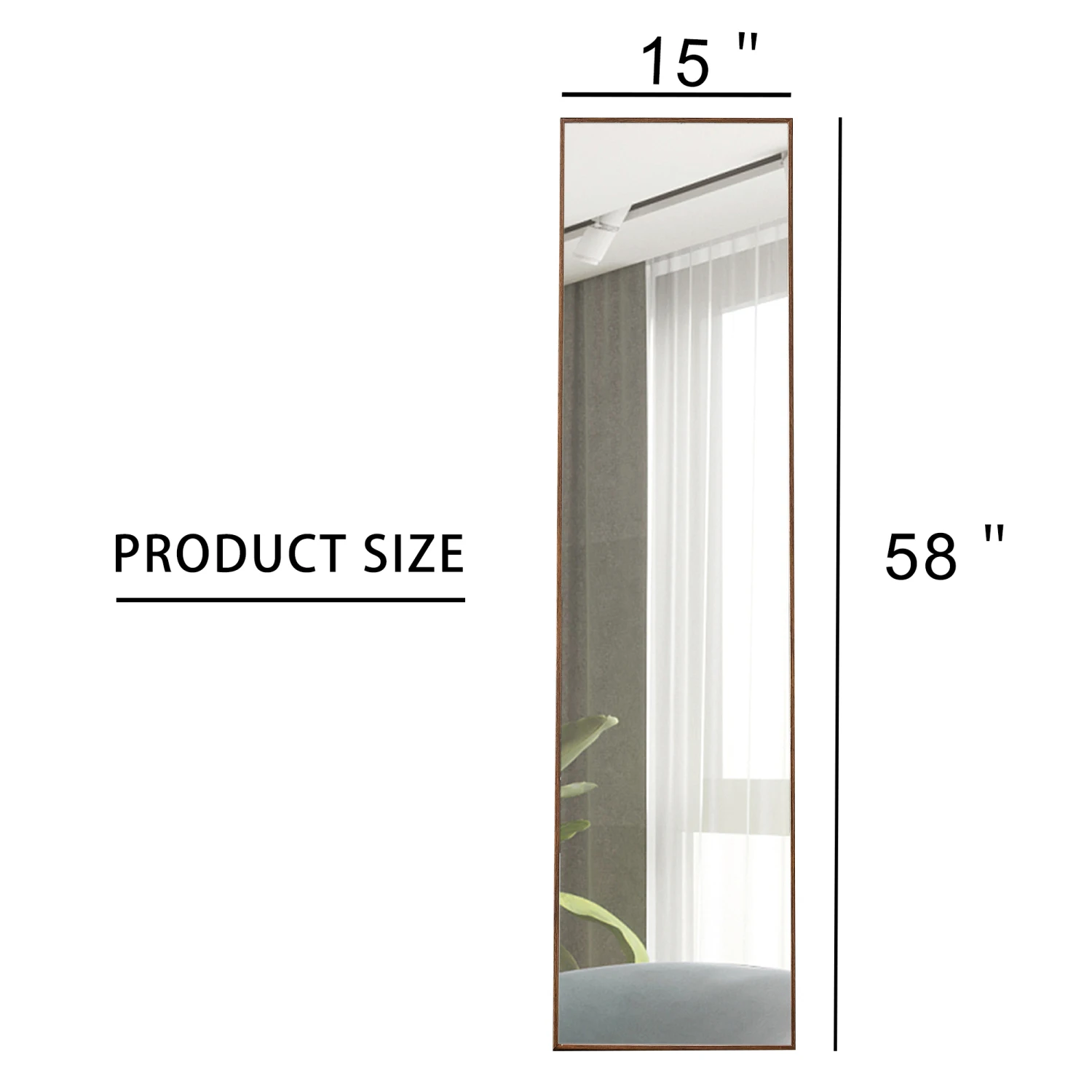 3rd generation packaging upgrade brown solid wood frame full length mirror, dressing mirror, bedroom porch, decorative mirror, c