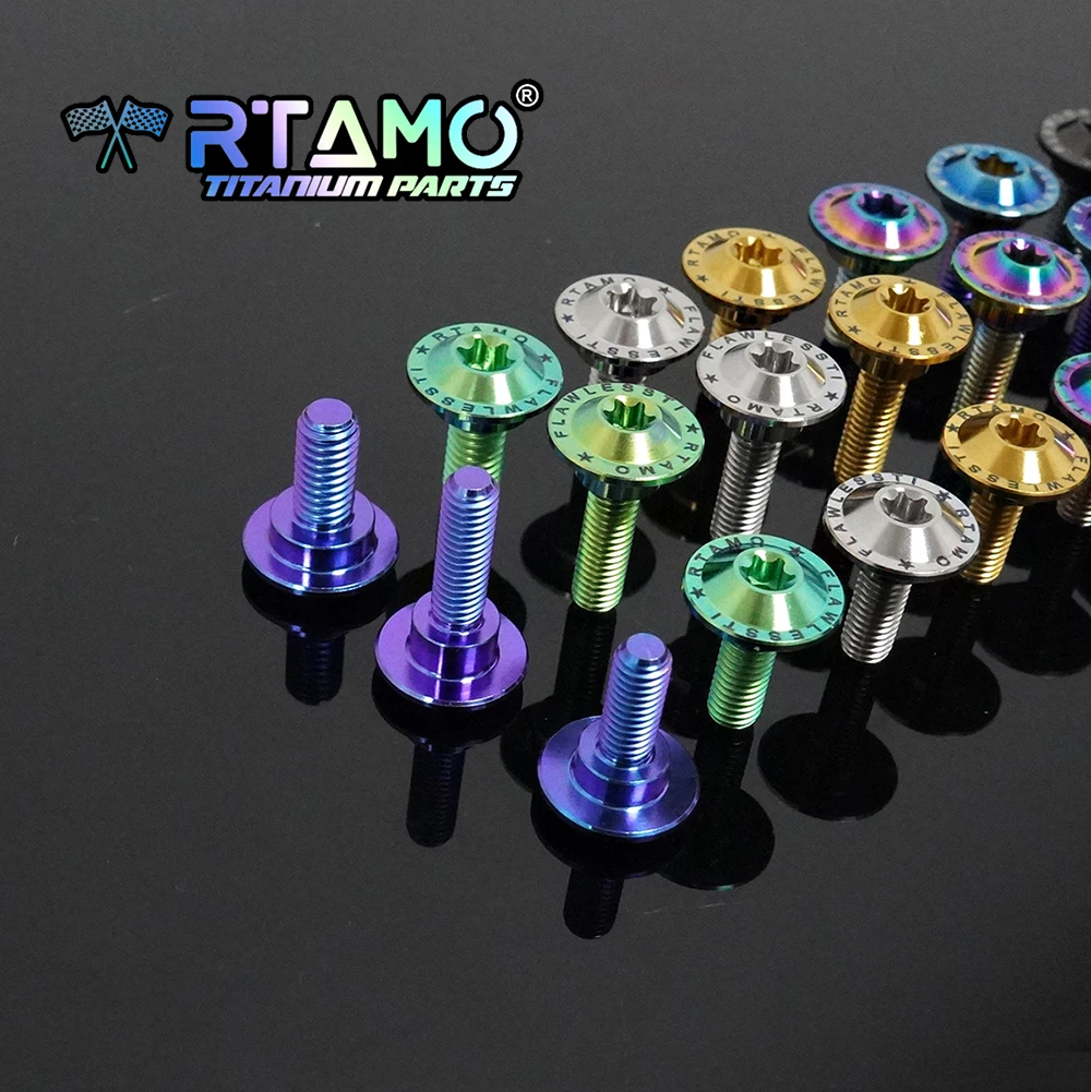 RTAMO Gr5 Titanium Bolts M5X15 M6X15 Brake Disc Bolts Step Screw Motorcycle Modifcation 1Piece