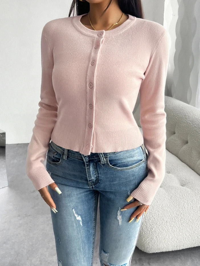 

Casual Women Cardigans Sweater O-Neck Spring Autumn Knitted Cashmere Cardigans Solid Single Breasted Womens Sweaters