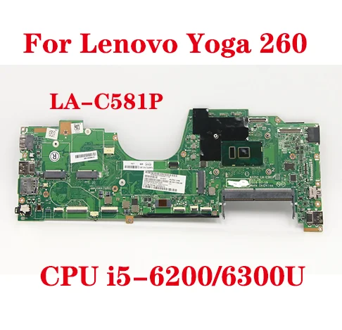 Hot For Lenovo Yoga 260 Laptop Motherboard AIZS1 LA-C581P with i5-6200/6300U CPU DDR4 Fru:00NY941 01AY766 00NY955 00NY942