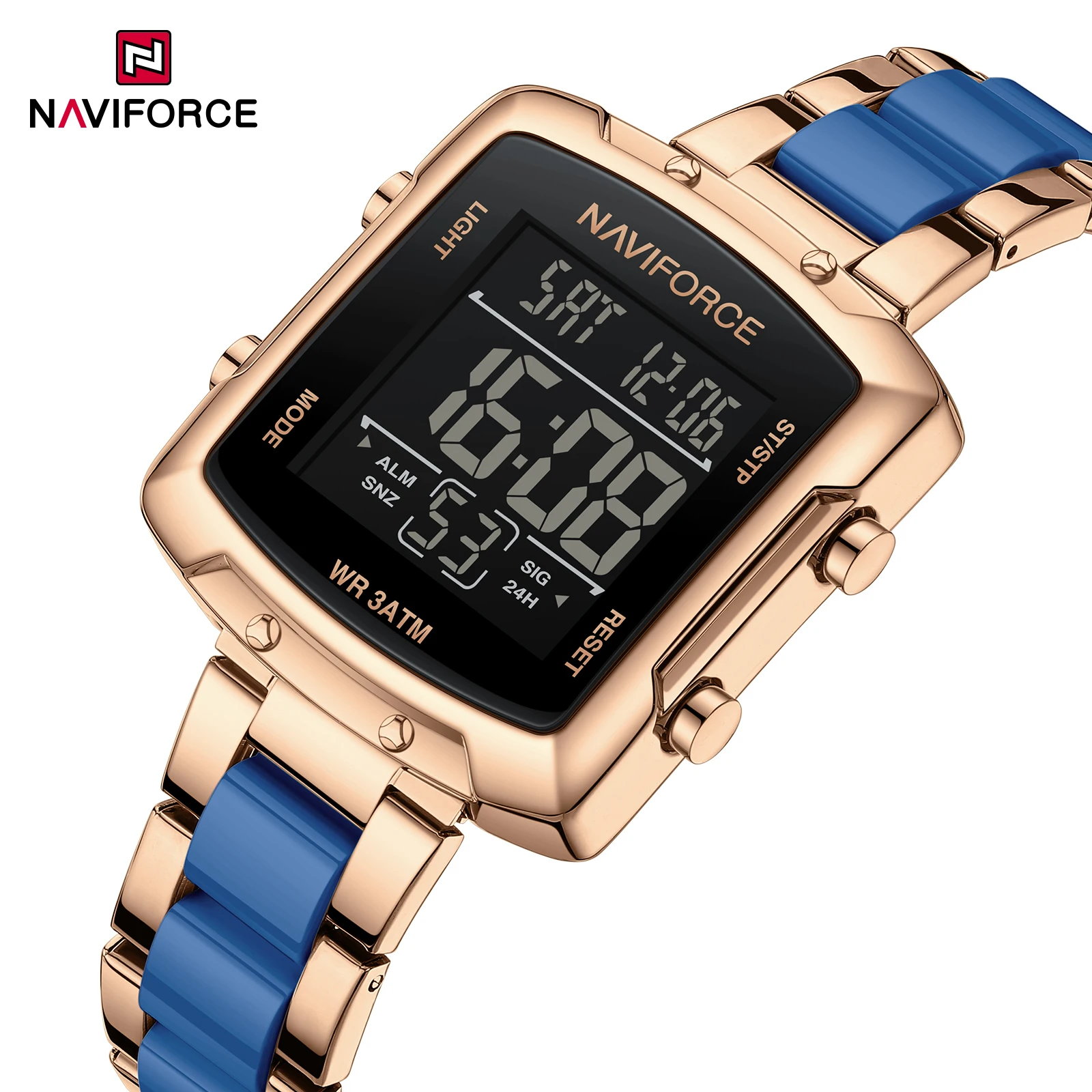 

NAVIFORCE 5057 Простые модные электронные часы для женщин, повседневные часы с календарем недели, водонепроницаемые элегантные женские цифровые часы