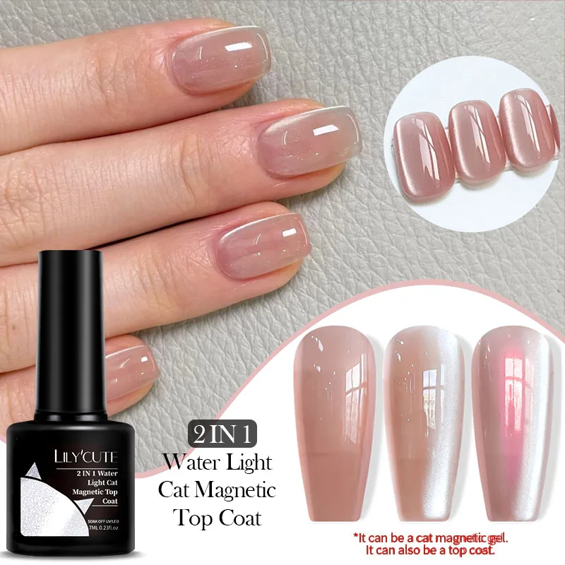 LILYCUTE 7ml 워터 라이트 고양이 마그네틱 젤 탑 젤 매니큐어 달빛 마그네틱 젤 네일 아트 용 세미 퍼머넌트 UV 젤