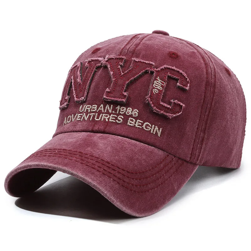 Neu eingetroffen: Vintage Baseballkappe mit großem NYC-Logo, Baumwolle, gewaschen, Frühling/Herbst, weicher Schirm, Snapback, modische Hüte für Damen und Herren – Detail 5