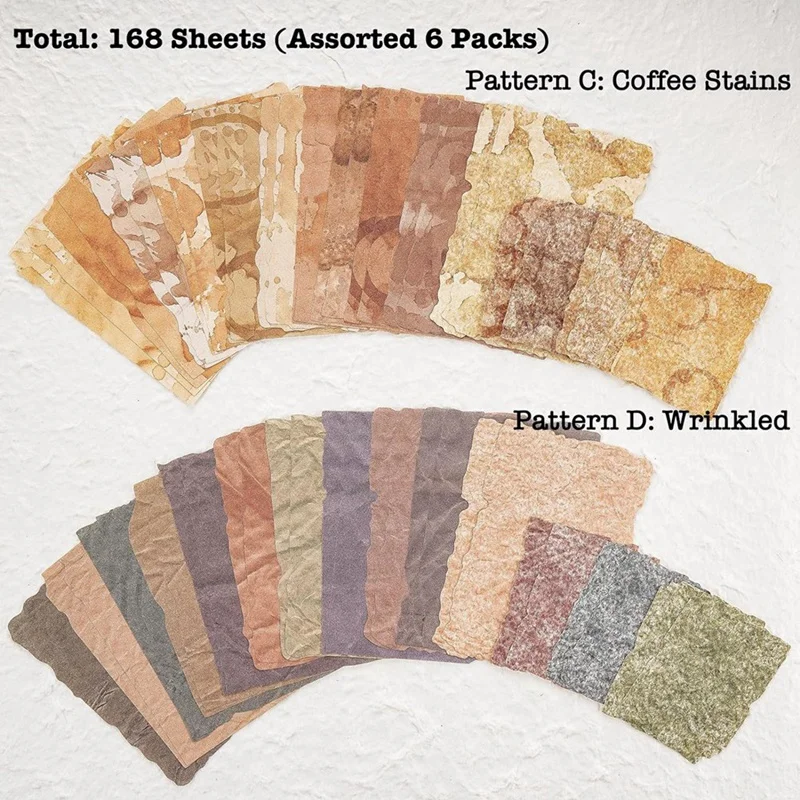 168 Sheets Scrapbook Paper And Embossed Textured Paper Assorted Set,6 Pack Mixed Special Paper For Scrapbooking Planner