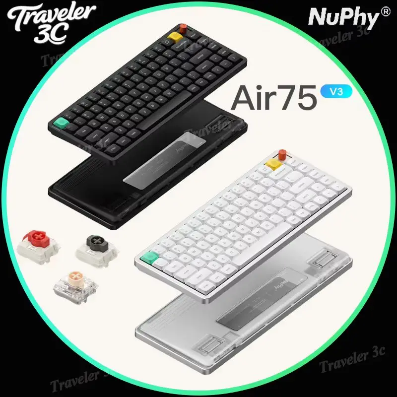 

Новая механическая клавиатура NuPhy Air75 V3, низкопрофильная беспроводная 3-режимная горячая замена, аккумулятор 4000 мАч, короткий нано-переключатель для ПК