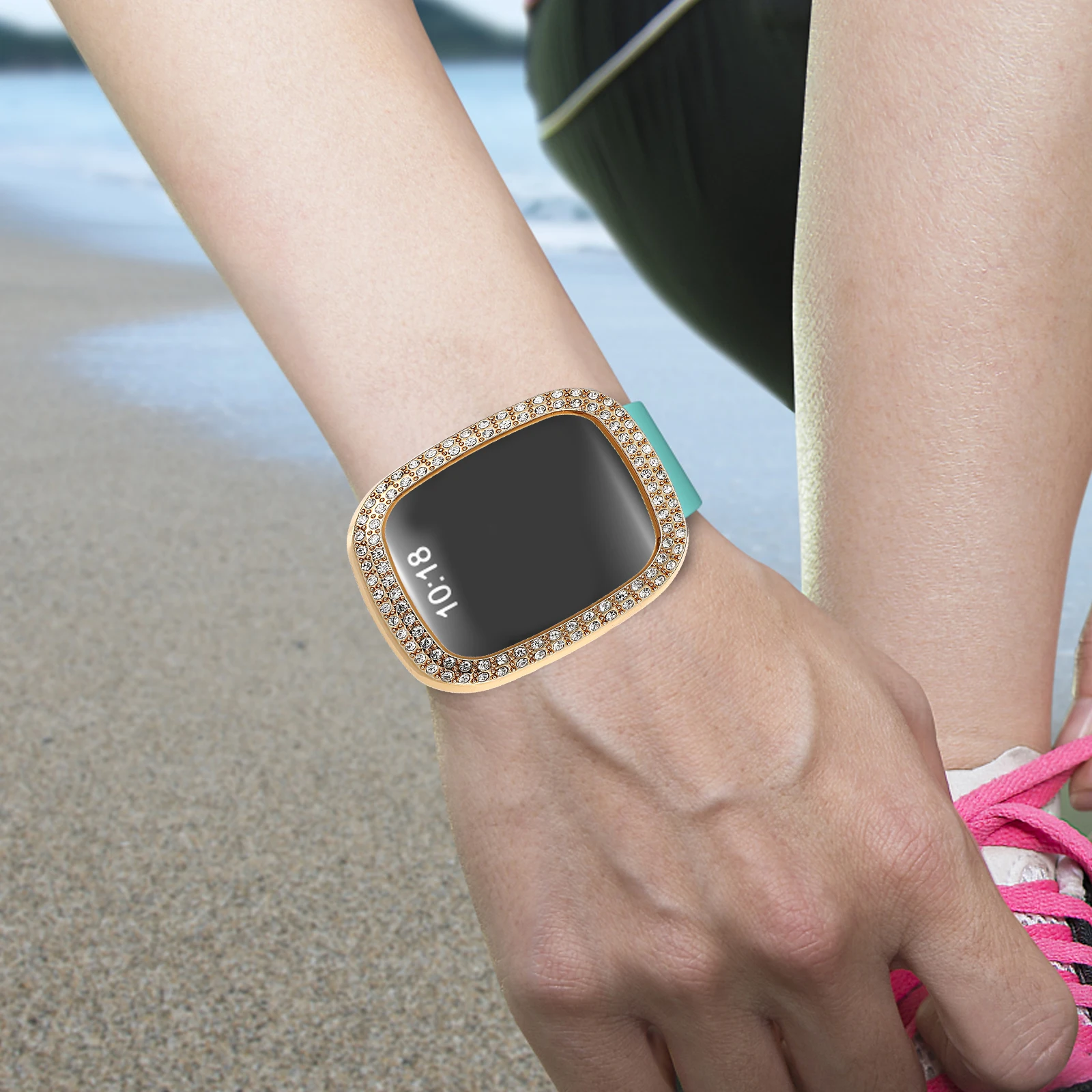 Penutup Jam Tangan Premium Kompatibel dengan Fitbit 3 Sense Cangkang Berlapis Elektro Anti Gores Ringan Mudah Dipasang Tampilan Bergaya