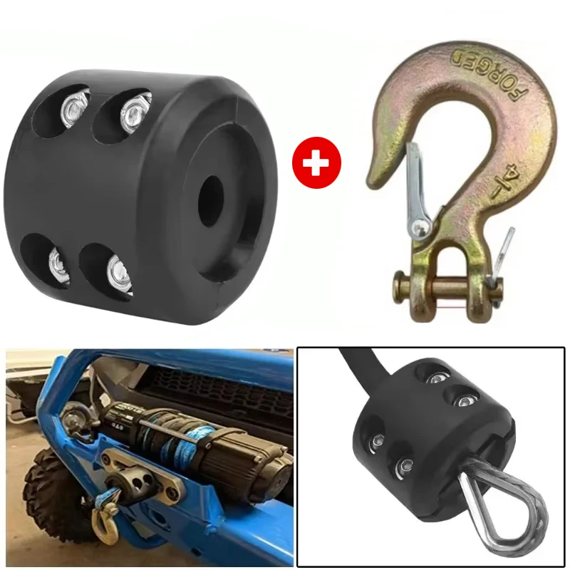 

2Pcs Durable Universal Rubber Winch Adapter+Hook for ATV UTV Winch Suitable for Honda Cable Hook Stopper Line Protector