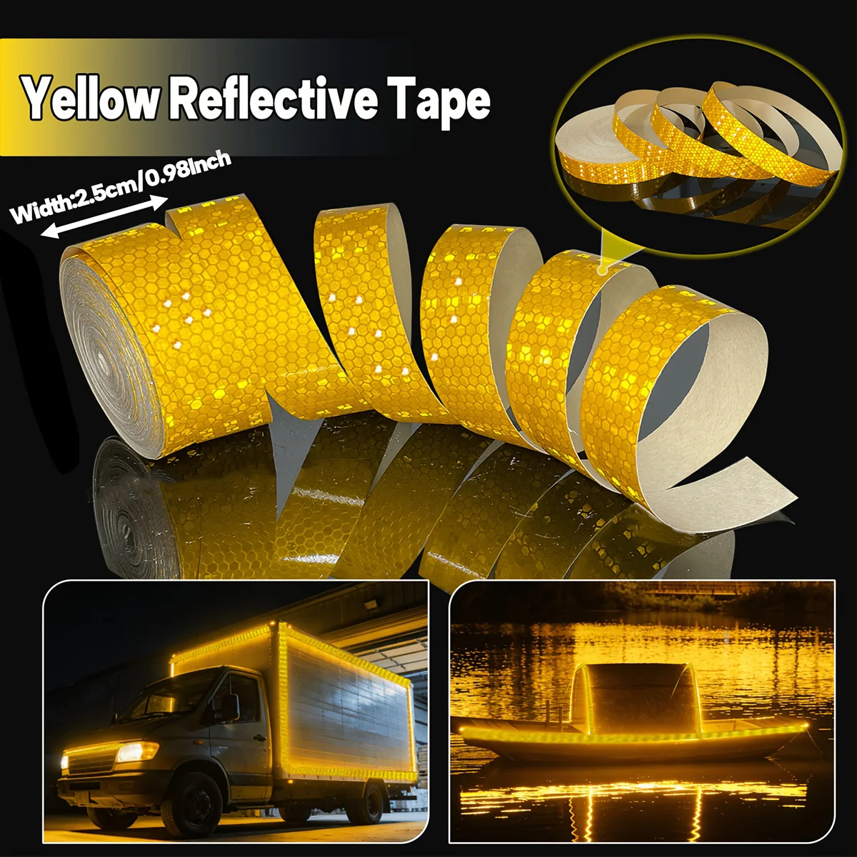 Reflektierende Autoaufkleber, wasserdichte Warnbänder für den Außenbereich, weiß, rot, fluoreszierend, gelb, Reflektoren, Sicherheitsstreifen – Detail 8
