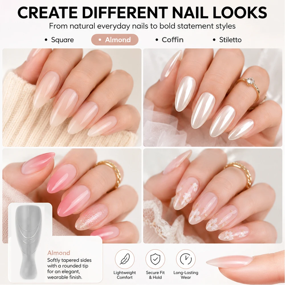 Nailpop Matte Verlängerungs-Dual-Forms mit Griff, 15 Größen für Poly-Gel-Nagelformen, für 4 Stile, Salon-Kunst, DIY-Maniküre, 150 Stück – Detail 6