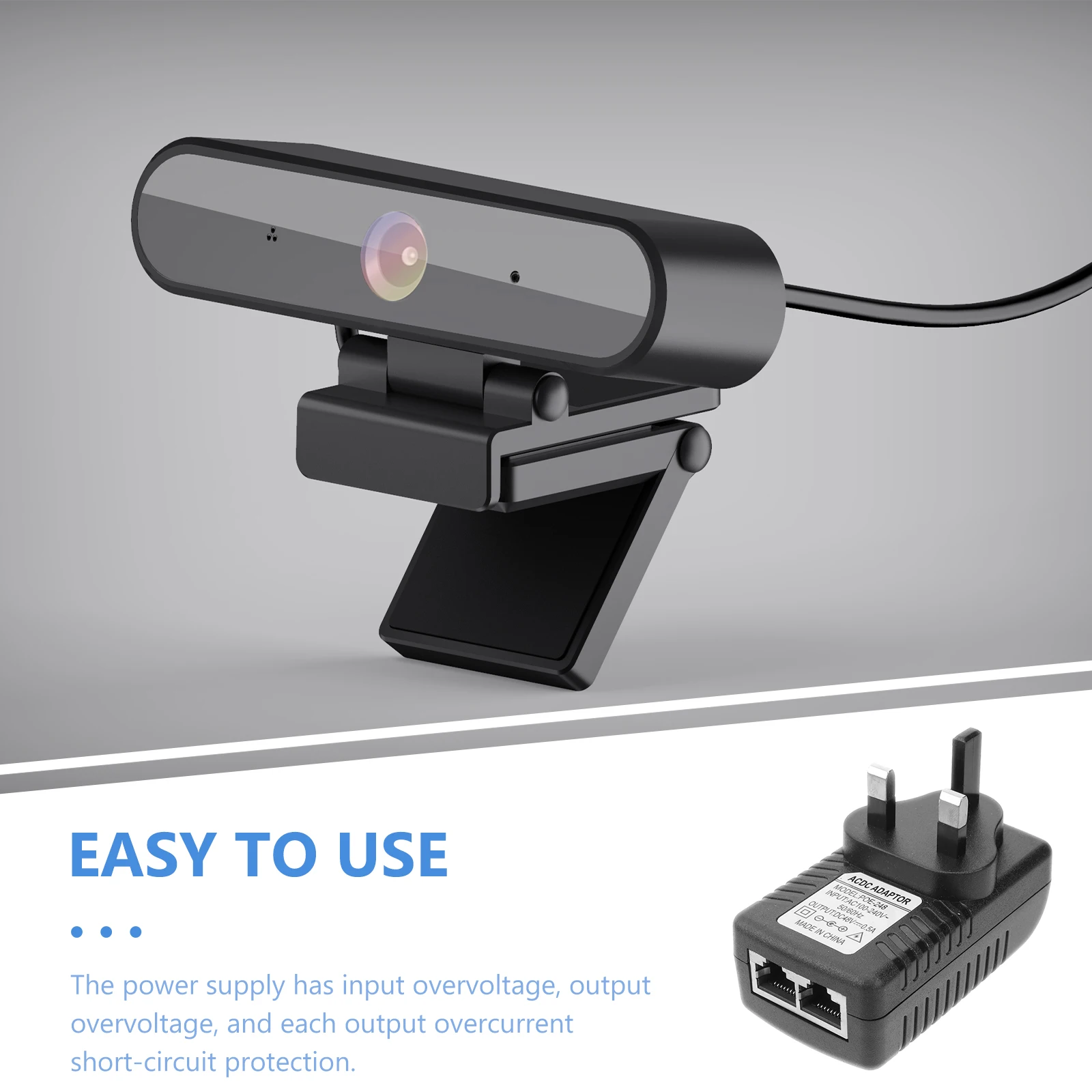 

Dc 48V 0.5A Power Adapter Injector Overvoltage Short Circuit Protection 48V Ethernet Device Compatible Uk Plug Ac Input 5Kv