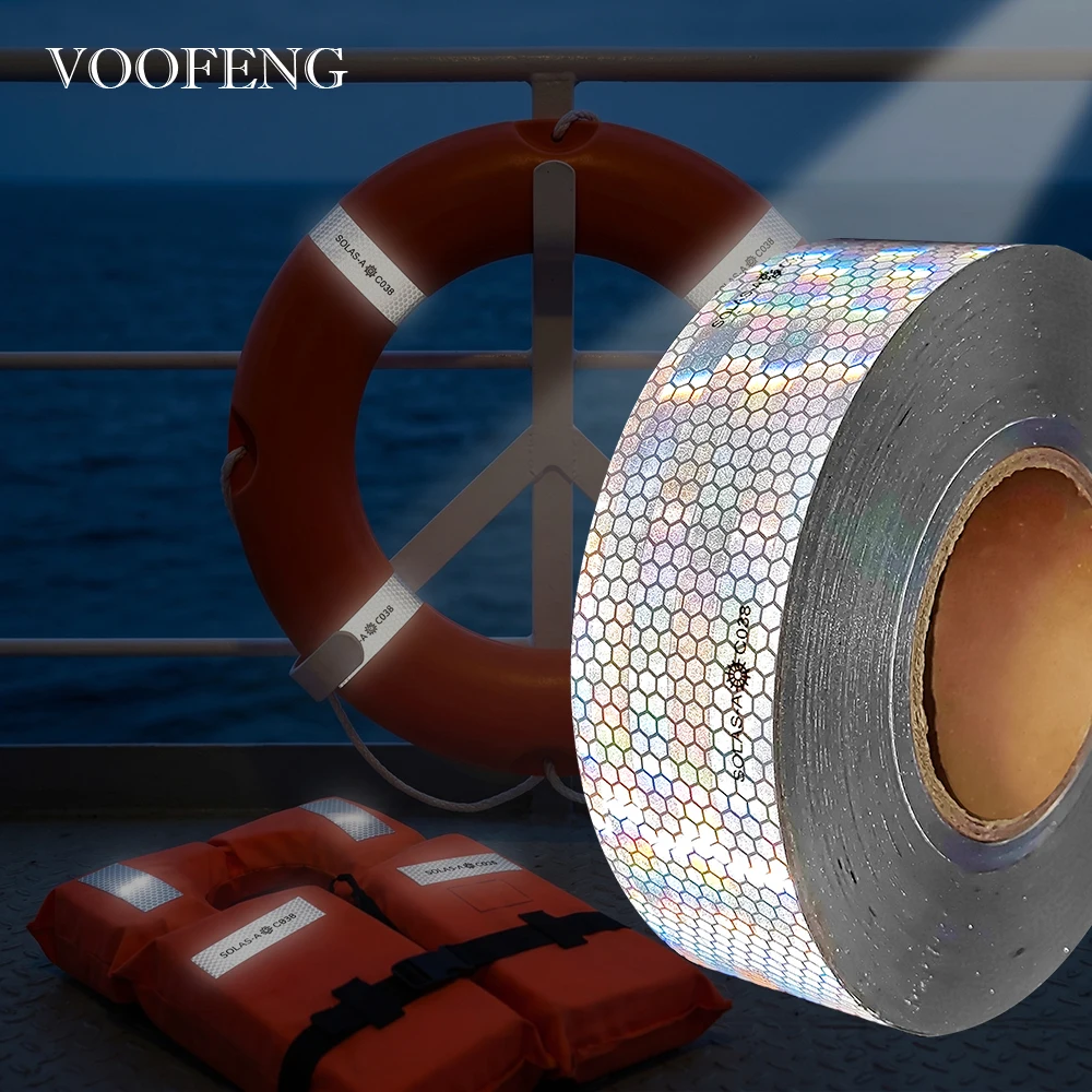VOOFENG UV Aluminized Soft Prismatic Marine Reflective Tape Printing SOLAS Reinforced Glue Marking for Life Buoy RS-2850N-SOLAS