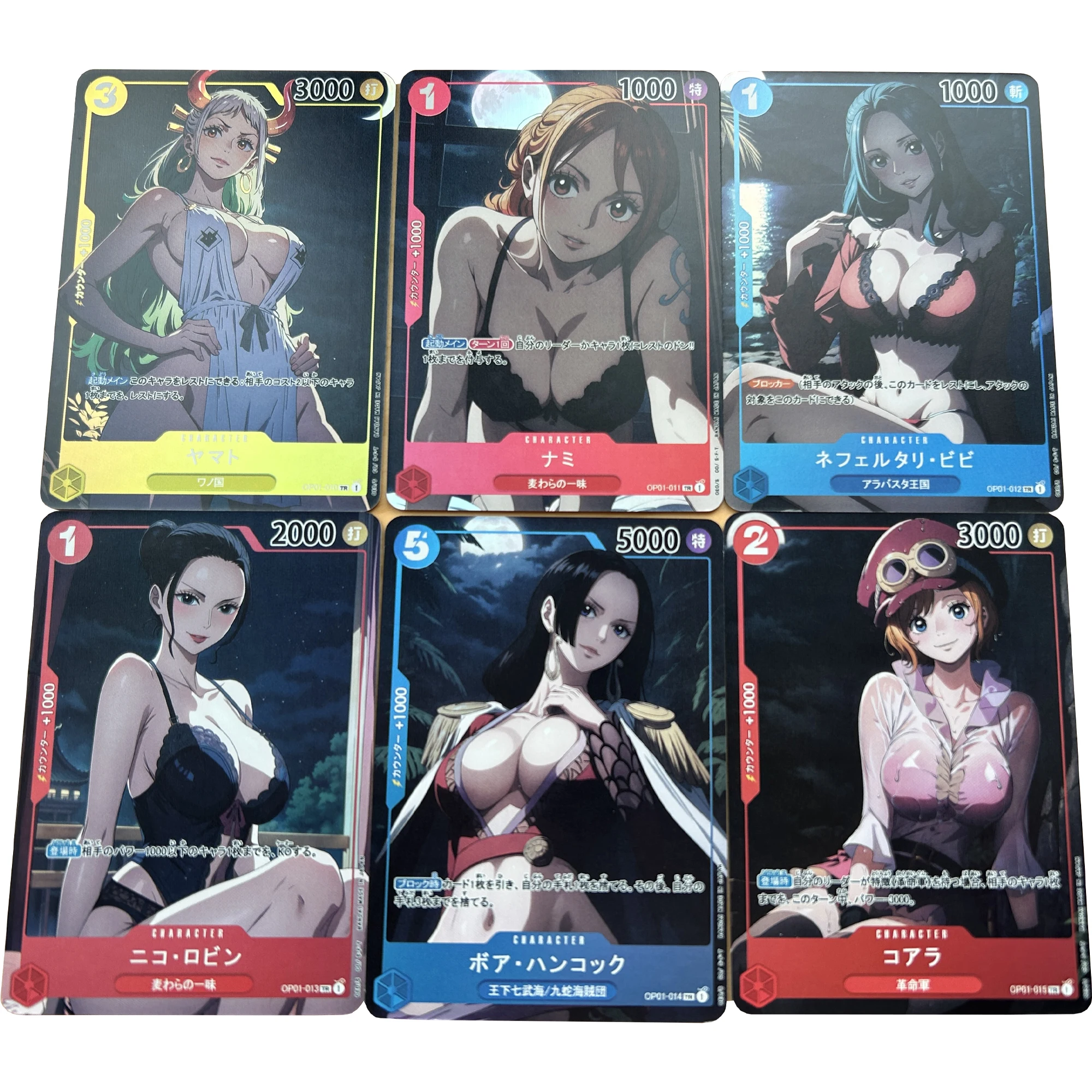 

6Pcs/set OPCG One Piece Yamato Nami Hancock Robin Color Flash Card ACG Classic Game Anime Collection Cards Diy Gift Toys