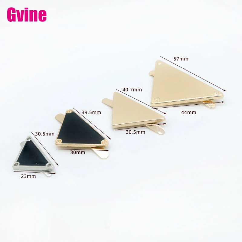 Polished Triangular Metal Labels with Screw Blank Trademark Tags for Clohting Bag Garment Sewing Accessories 57x44mm 10Pcs