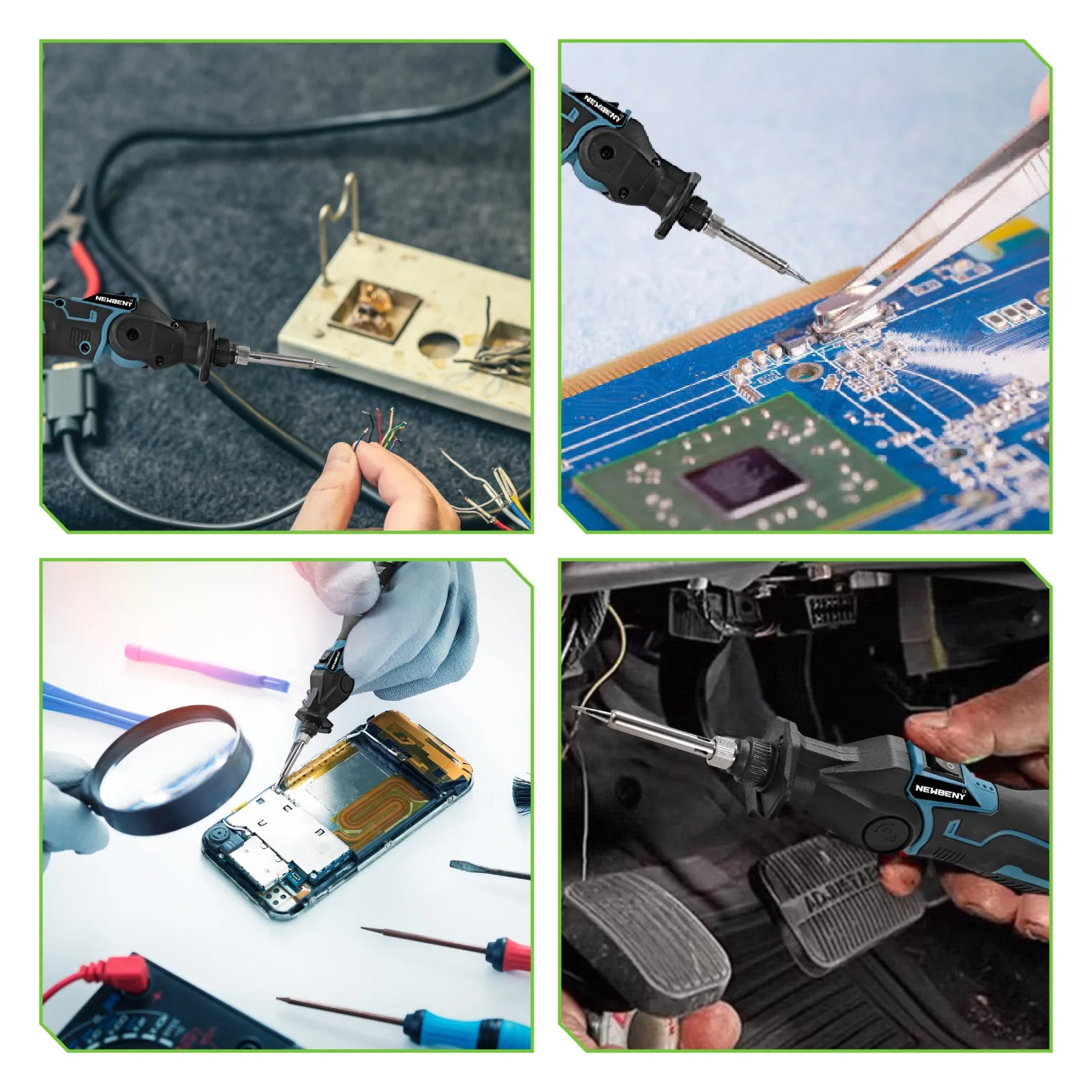 NEWBENY 400℃ 30W Electric Soldering Iron Gun Welder Handheld Hot Air Gun Heating Welding Desoldering Repair Tool For 12V Battery view 5