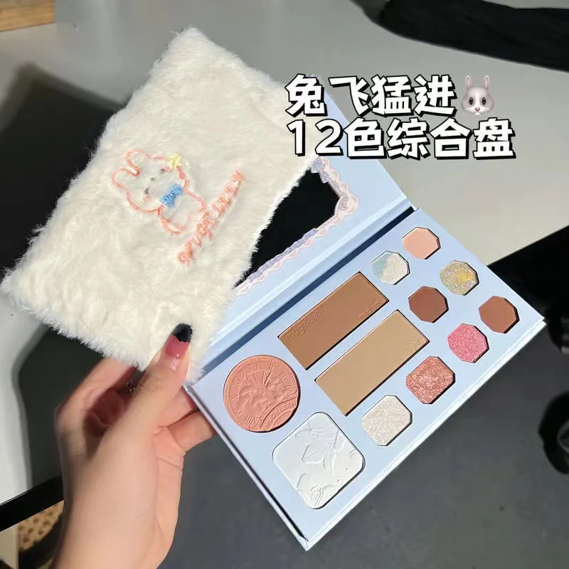 Kawaii Cosmetics Makeup Set  12 Colors Palette Makeup with Rabbit Plush Cover  Makeup Kit Full Professional Makeup Case