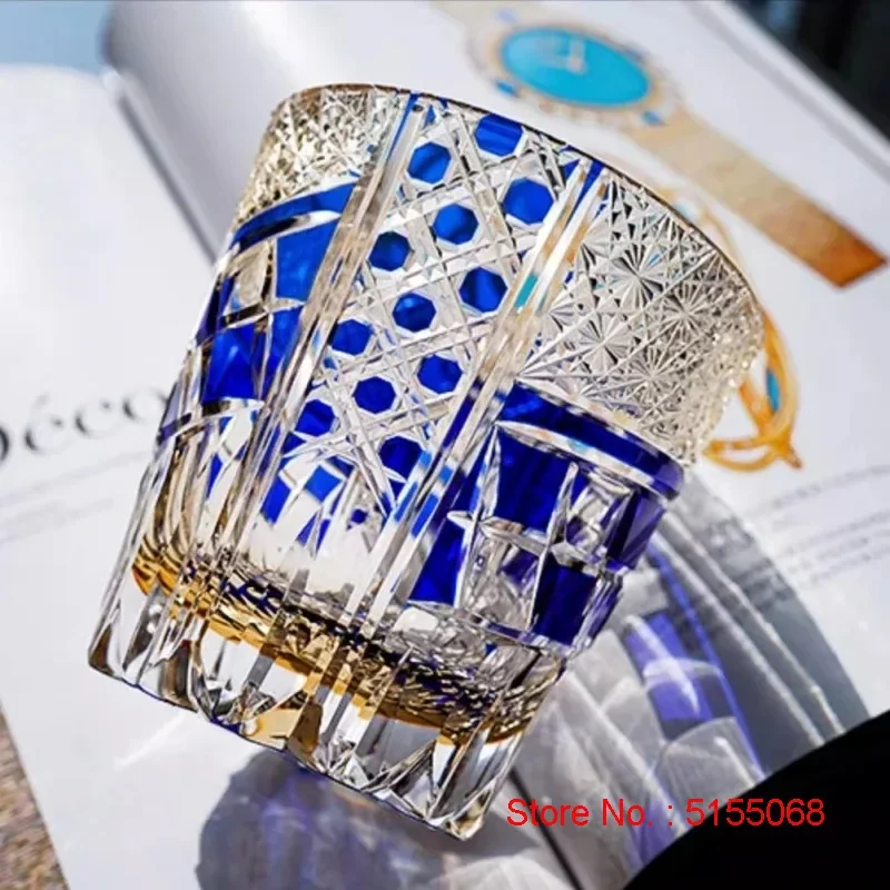 Japanese Retro Style Dragon Eyes Edo Kiriko Cup Hand Engrave Crystal Wineglass High End Gifts Whisky Liquor Glass Brandy Snifter