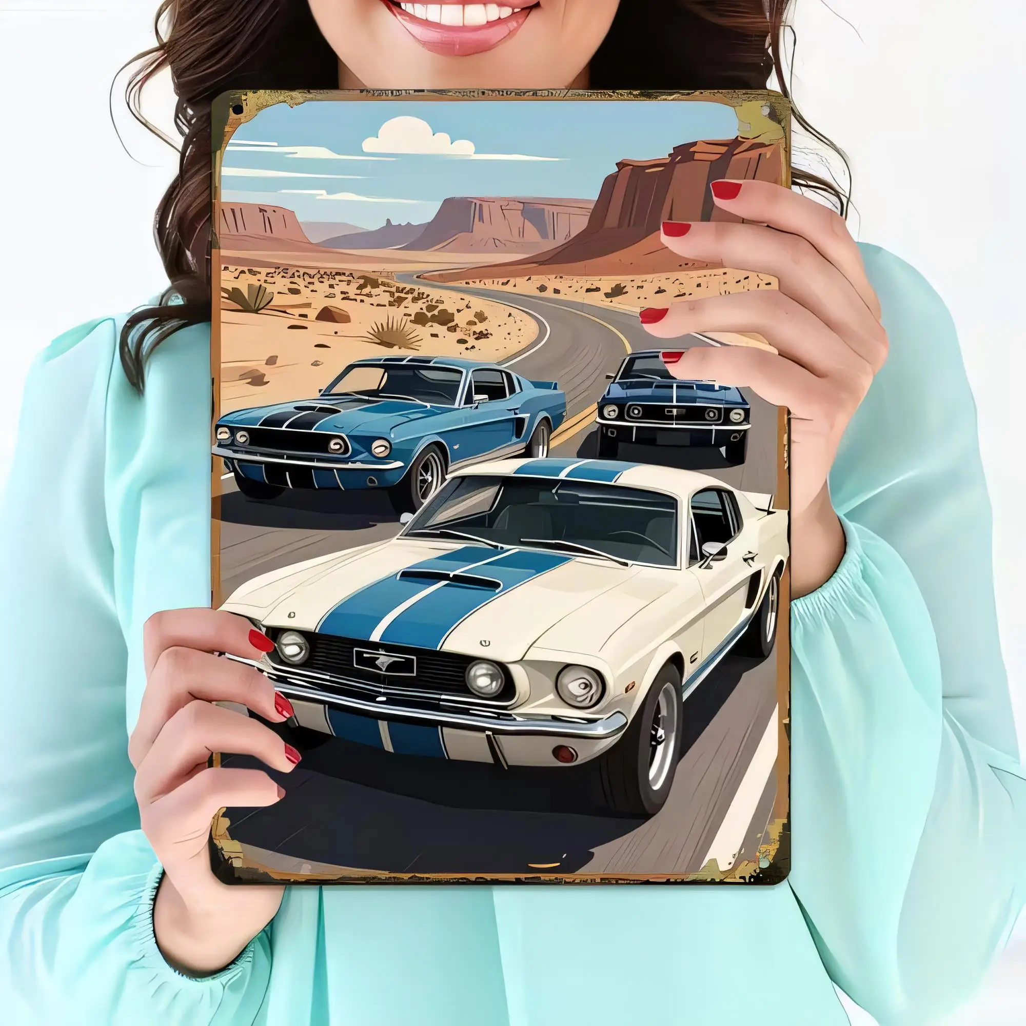 Tin Sign Vintage Classic Cars Wall Decor Retro Metal Sign Classic Chevy Racing Street Art Garage Man Cave Plaque   Home Bar Pub