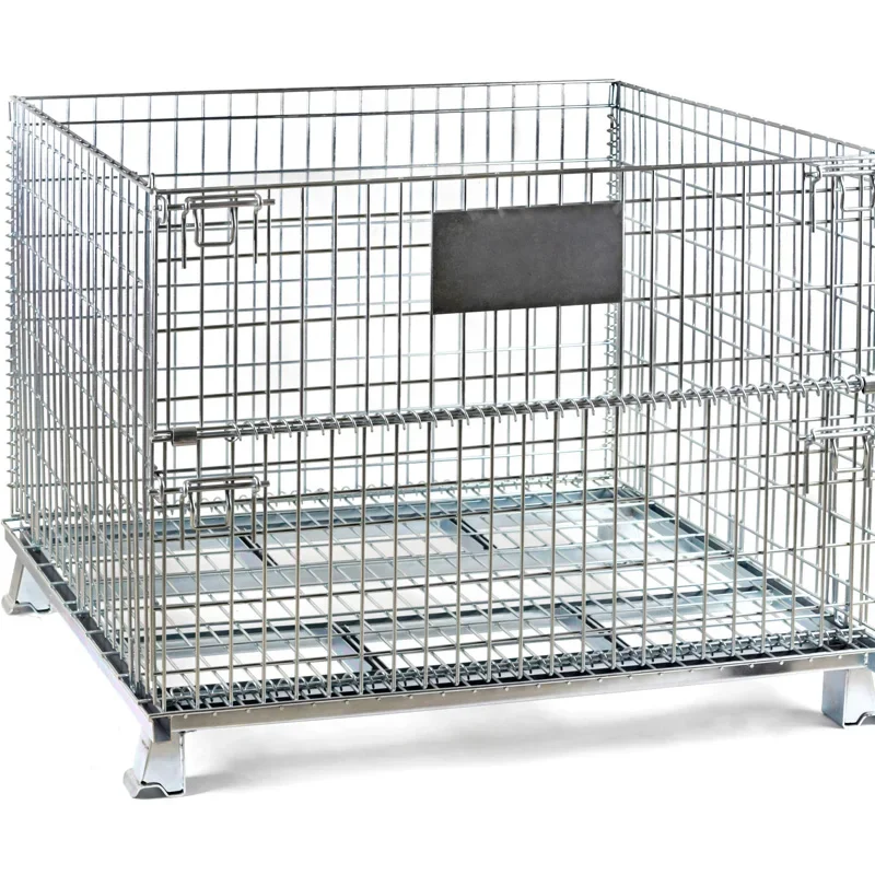 Industrial metal foldable warehouse heavy duty steel wire mesh pallets box