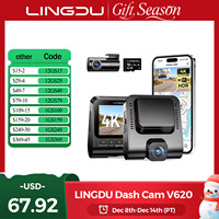 LINGDU V620 Dash Cam for Car Front Rear 4K + 1080P 2.4 Inch IPS WiFi Dash Camera Parking Monitoring Super Night Vision WDR GPS