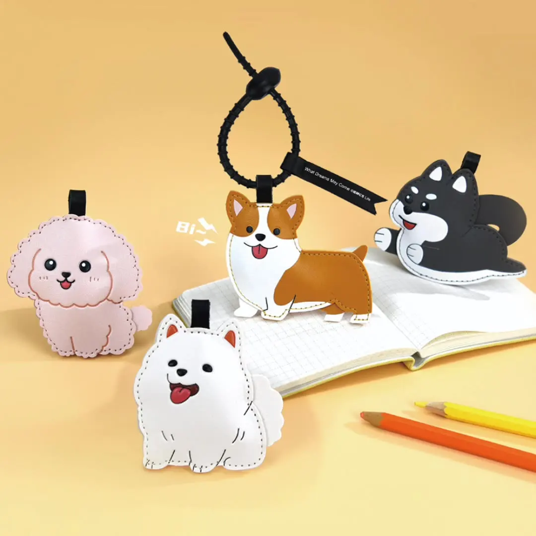 Women's Pendant Puppy Creative Cute And Novel Pinch-shaped Leather Puppy Keychain Car Pendant Pink Color Simple Kawaii Girl Gift