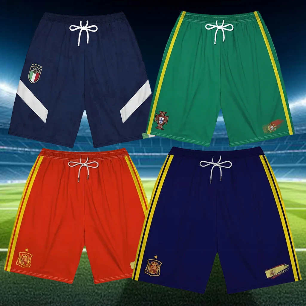 

New Portugal Spain Italy Football Training Uniform Men's and Women's Shorts Sports Fitness Casual Motorcycle Quick Drying Shorts