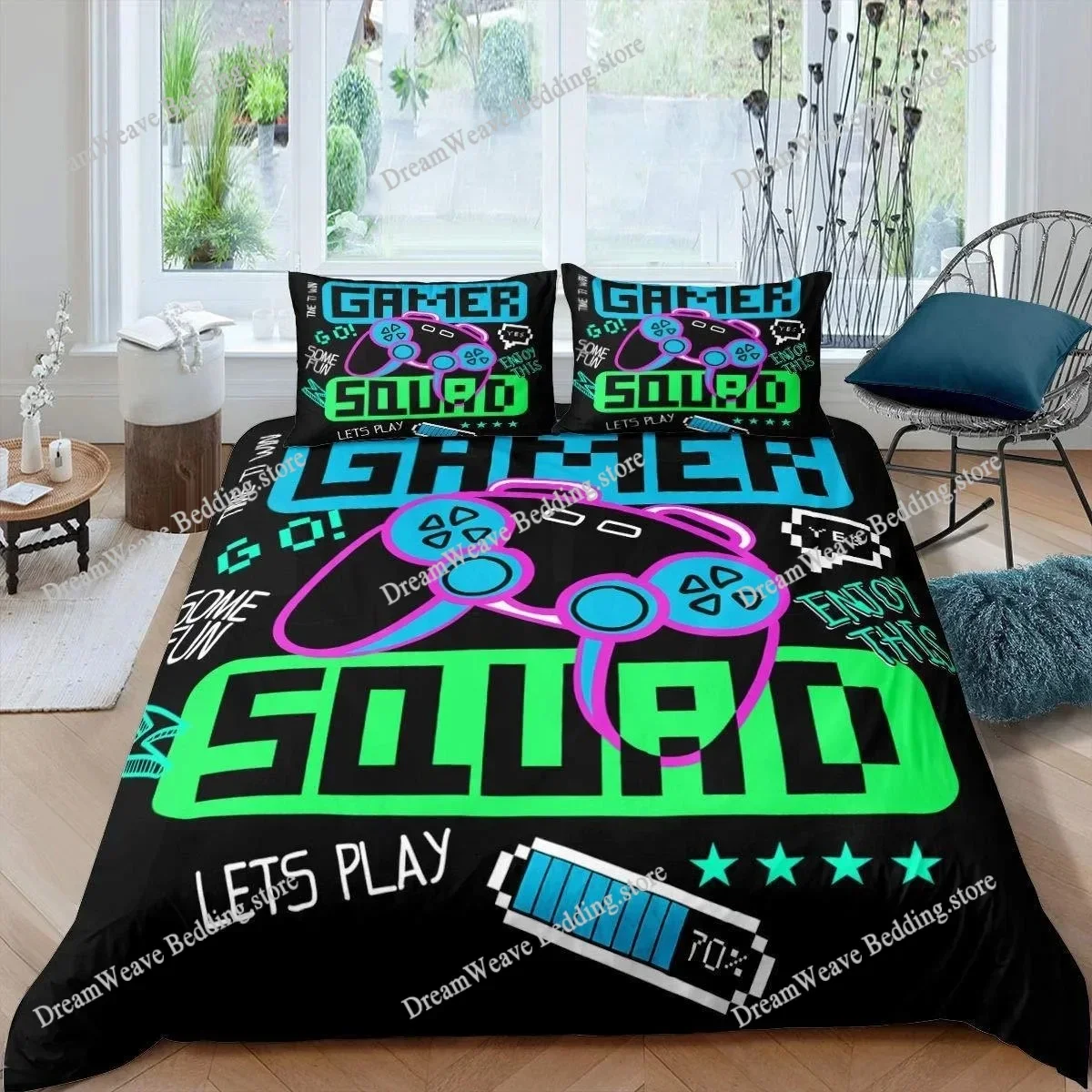 

Gamer Bedding Sets for Boys Gaming Comforter Cover Children's Video Games Duvet Cover Gamepad Controller Gaming Designs Bed Set