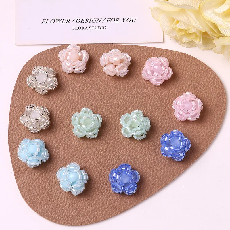 Clog Charms 1 Piece Handmade Multicolor Beaded Vibrant Flower Rustic Pastel Decoration for Clear Crystal Princess Shoes