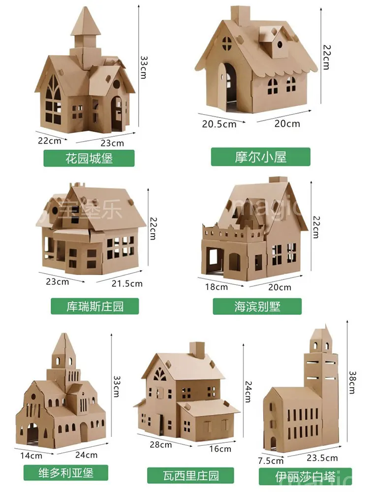 Bouwpakket Kartonnen Huis Kerst Miniatuur Cottage Assemblage Model 3d Puzzel Speelgoed Cadeau Papier Ambachtelijke Versiering