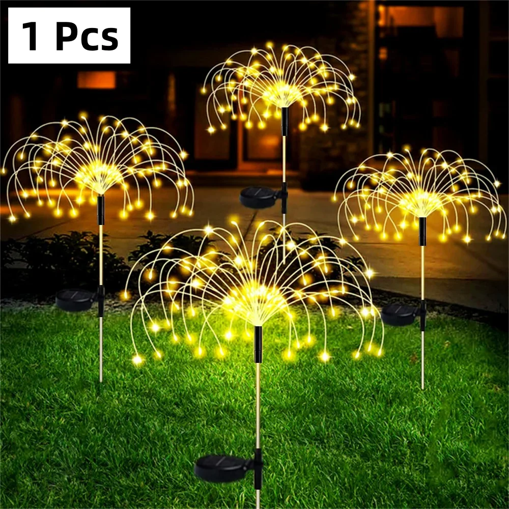 Outdoor impermeável LED Solar Firework Lights, Jardim Fairy Lamp, Gramado, Caminho, Pátio, Quintal, Decoração de Natal