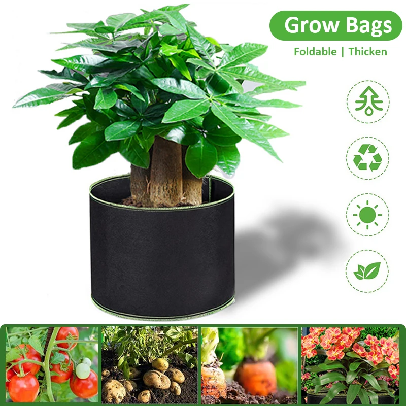 1 3 5 10 20 Gallon Grow Bags with Handle Thickened Growing Bag Breathable Vegetable Potatoes Flower Plant Pots Gardening Tools