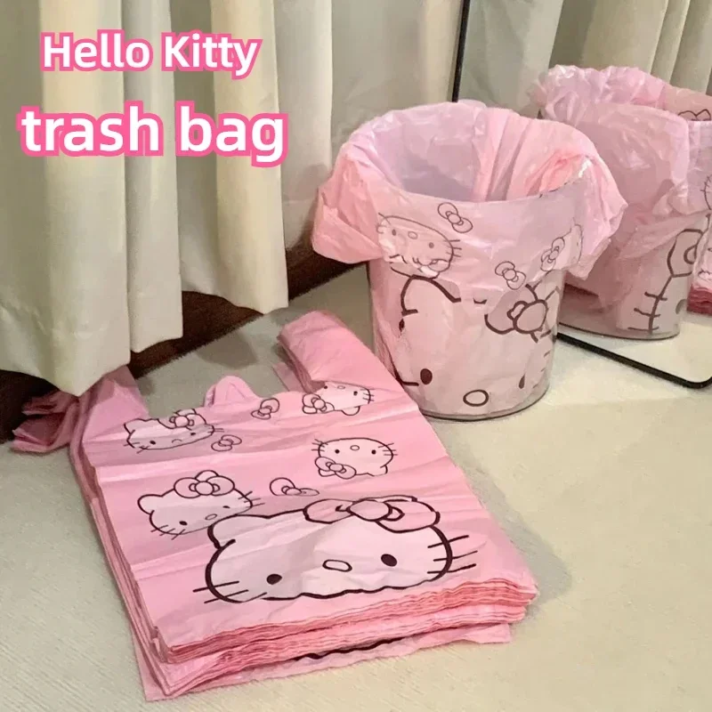 sanrio Hello Kitty garbage bag thickened household disposable plastic bag handbag student special bed trash can desktop storage