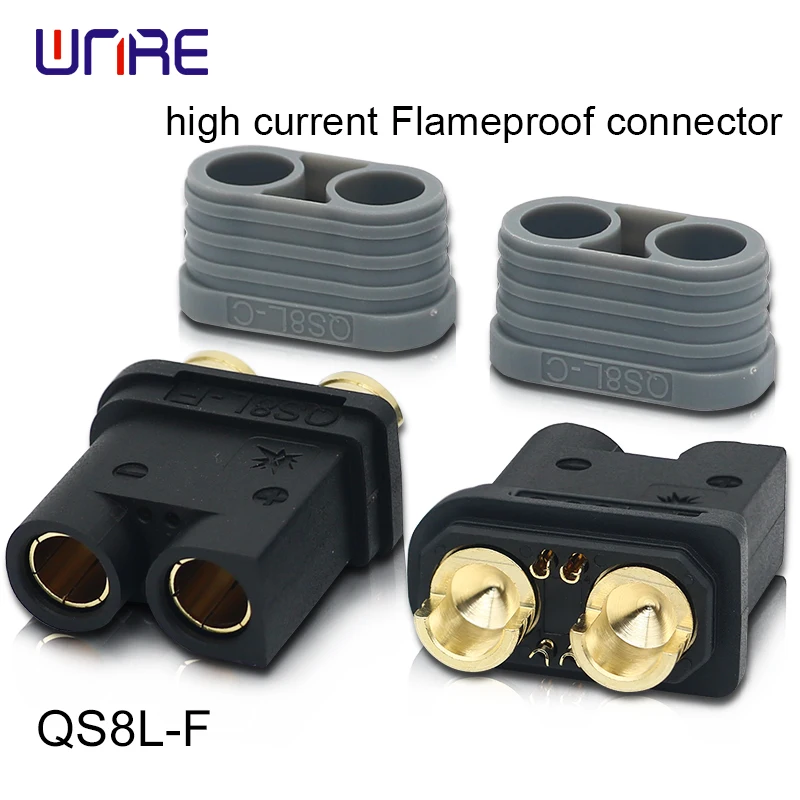 QS8L 130A Ultra-High Power Flameproof Connector Gold-Plated Brass UL94-V0 for Heavy-Duty EV/Hyperchargers/Industrial Robotics