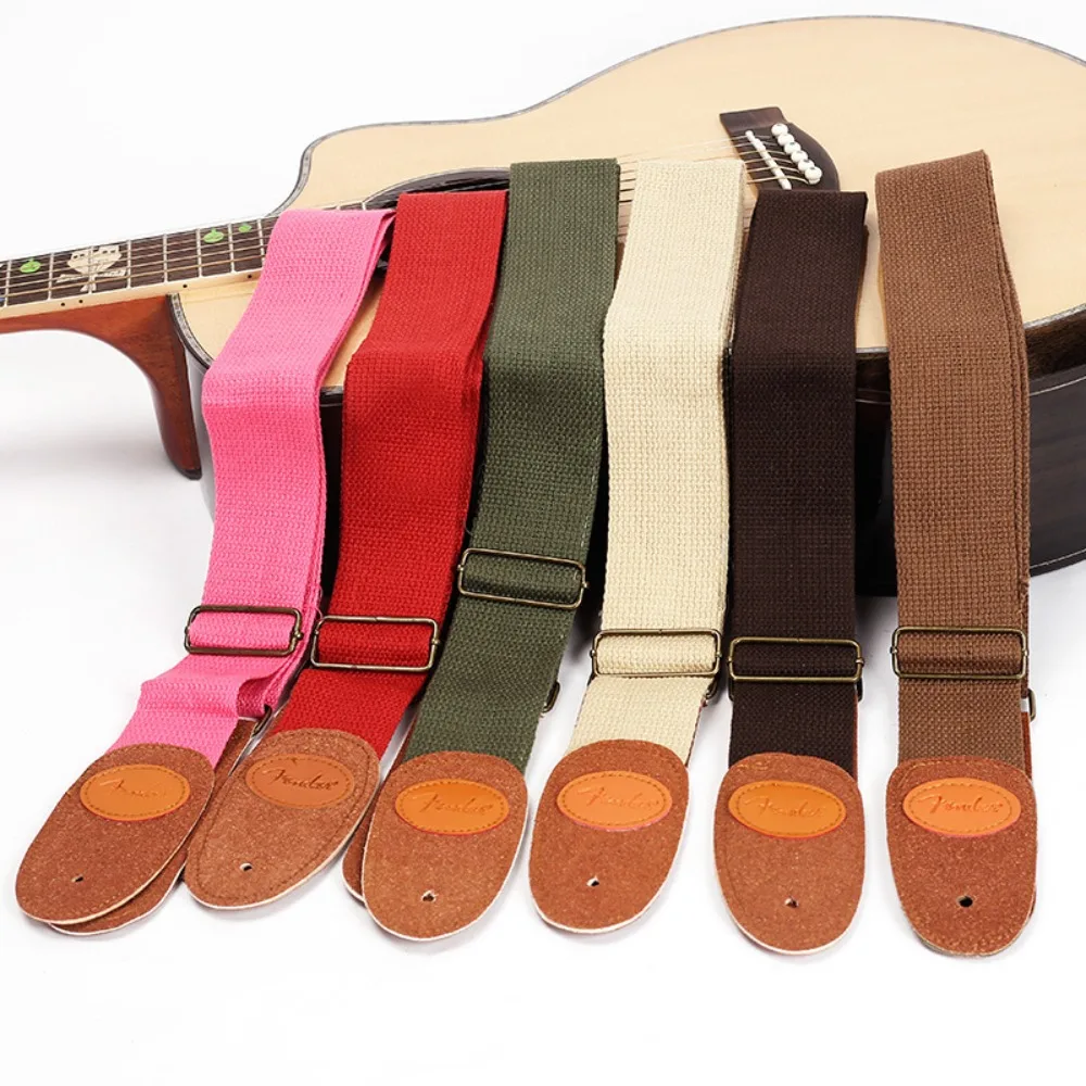 

Multi-Color Cotton Guitar Strap Leather Webbing Electric Guitar Strap Adjustable Comfortable Acoustic Guitar Strap Holder