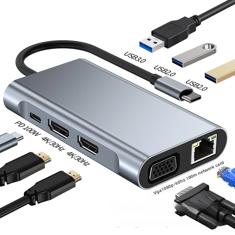 

Multi-Screen Simultaneous Display MST Converter Type-C Docking Station Dual HD 8-in-1 Expansion Dock