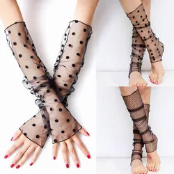 1 Pair Summer Anti-UV Arn Sleeves Women Girls Fishnet Dual Function Silk Gloves Or Leg Lace Mesh Socks Sun protect Arm Cover