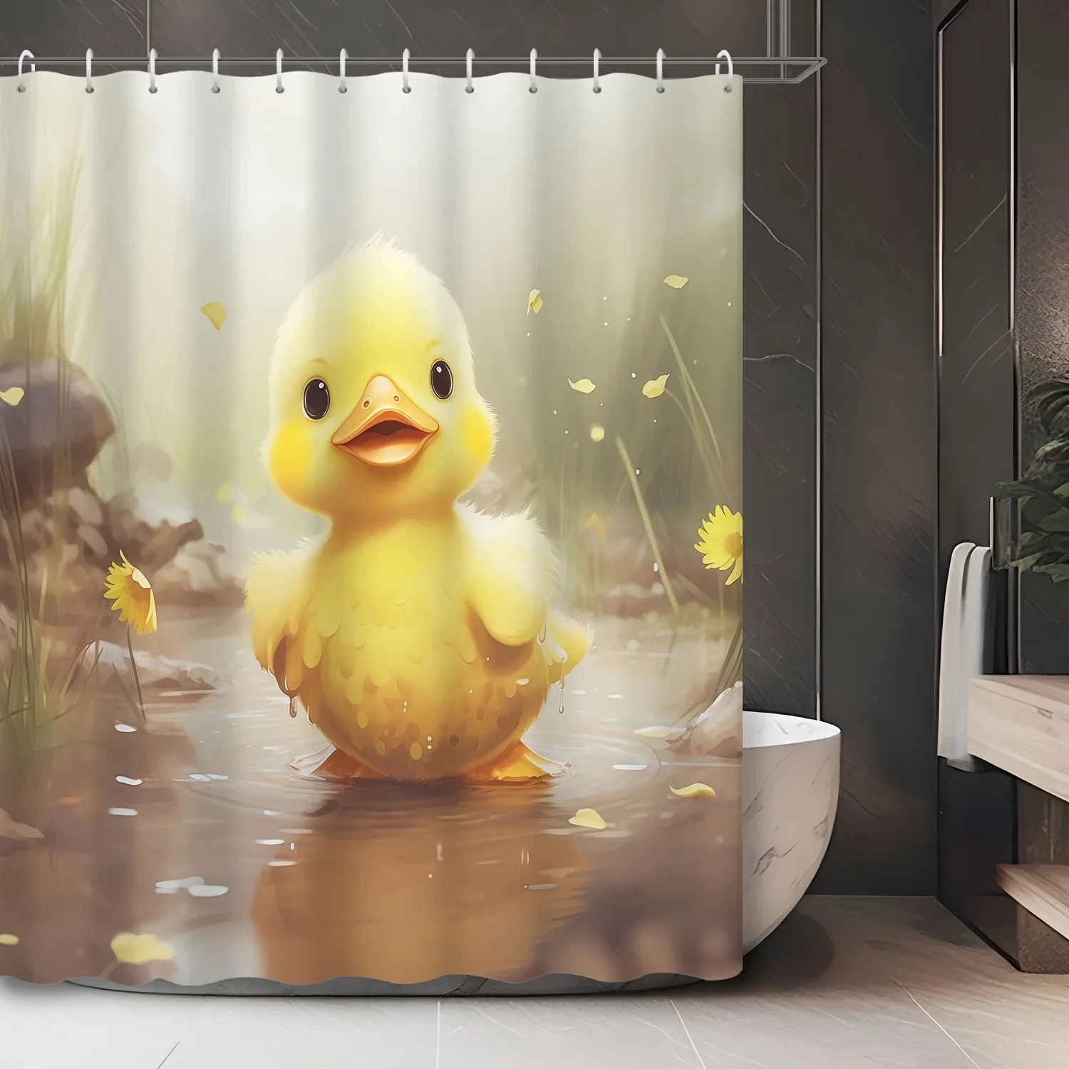 

Очаровательная занавеска для душа в виде утки — дождливая сцена, стена желтой утки в гостиной, украшение для спальни — удобная