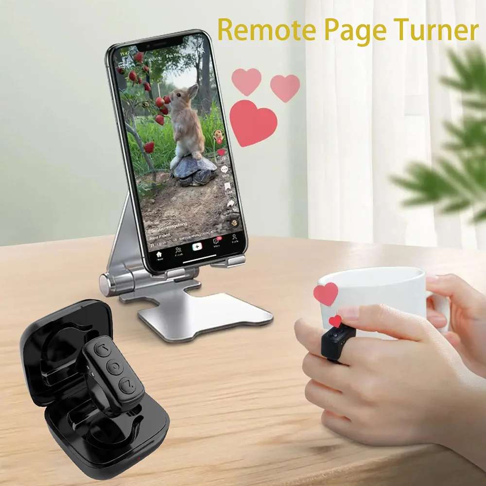 New Smart Page Turner Bluetooth E-Reader Controller Remote Control Page Turner Ring for Kindle Kobo Oasis TikTok Camera Shutter