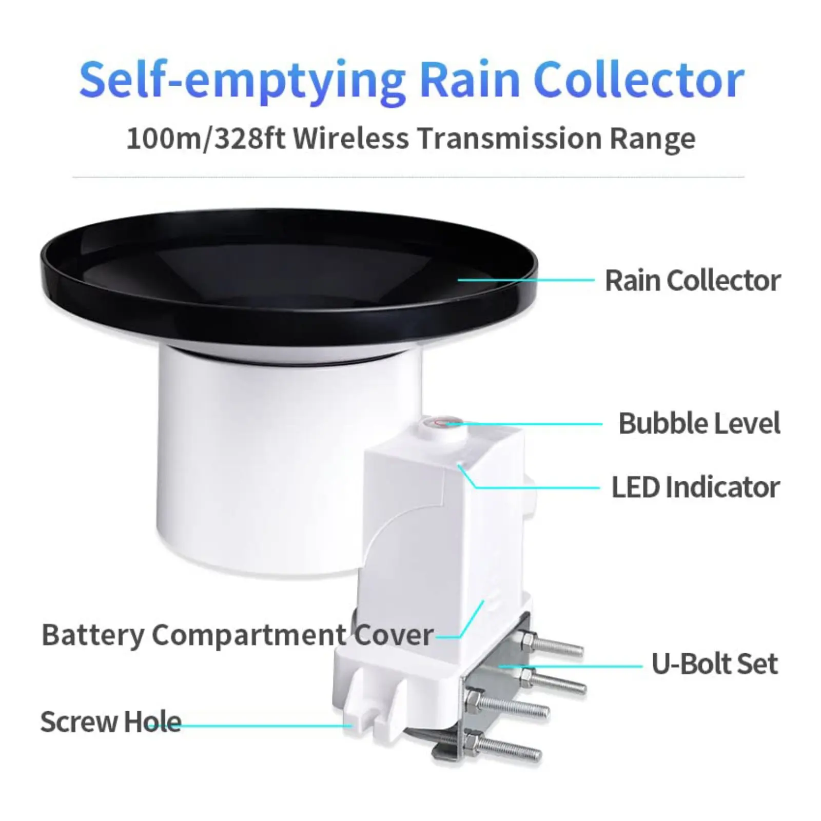 Ecowitt WH40 Regenmesser-Sensor, kabelloser, selbstentleerender Regensammler, Regensensor für den Außenbereich, nur für Hausgarten-Zubehör