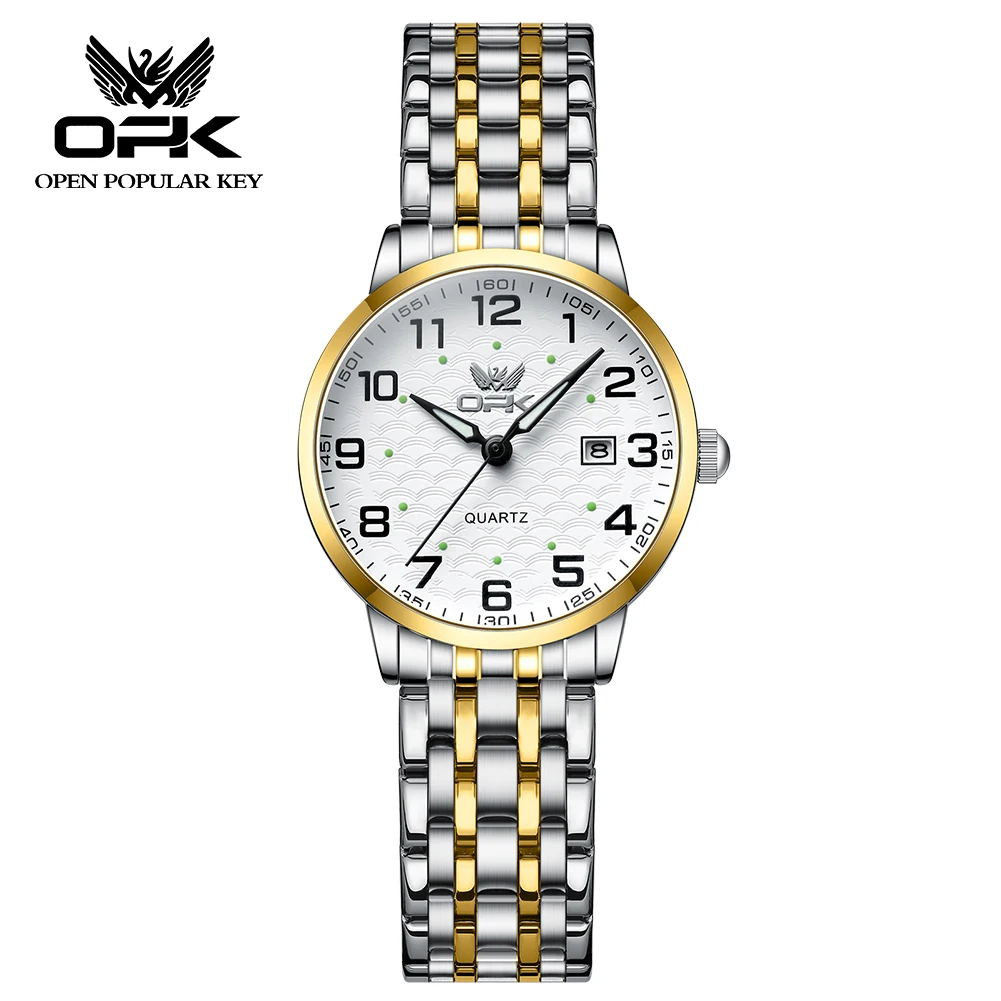 OPK Original Women Watches Top Luxury Waterproof Stainless Steel Dual Color Watch Elegant Dress Ladies Wristwatches Reloj Mujer