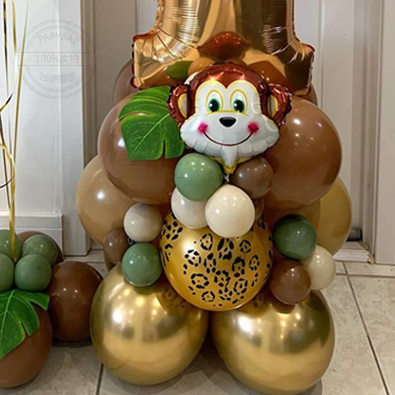 47pcs Jungle Animal Monkey Balloon Set Metallic Balloon Number 1 2 3 4 5 6 7 8 9 Happy Birthday Party Decora Baby Shower view 2