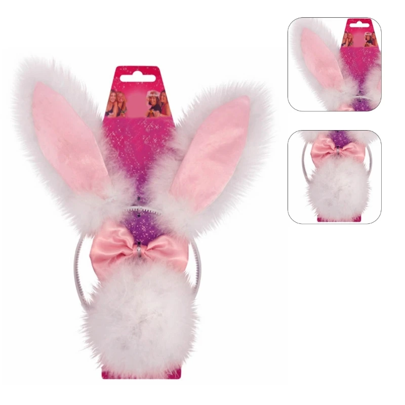 Oreille lapin en peluche bandeau Sexy bandeau queue accessoires fête Costume dame casque