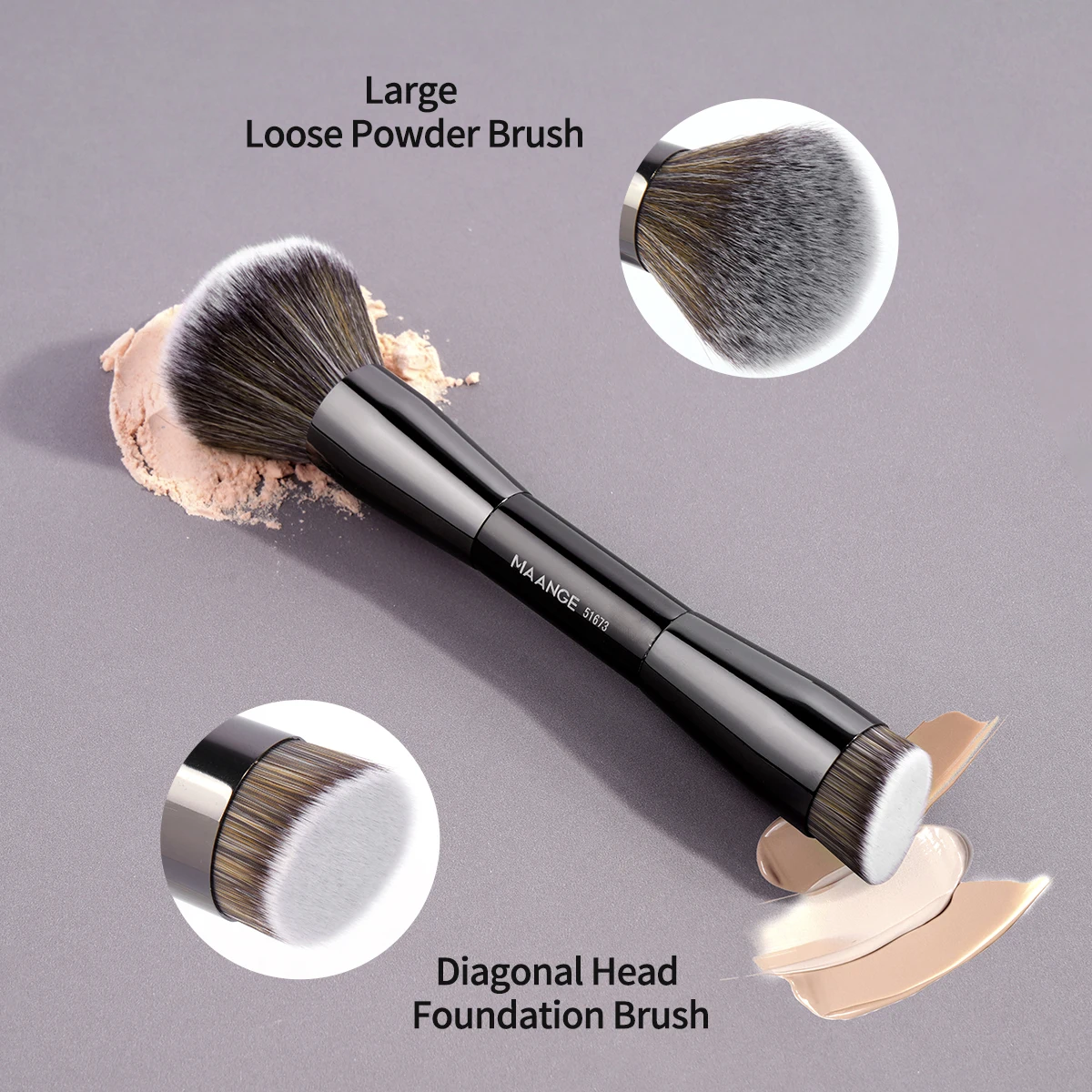 MAANGE-brocha de maquillaje de doble punta, pincel de base para crema líquida en polvo, licuadora, cerdas suaves y densas, herramientas de belleza cosmética facial