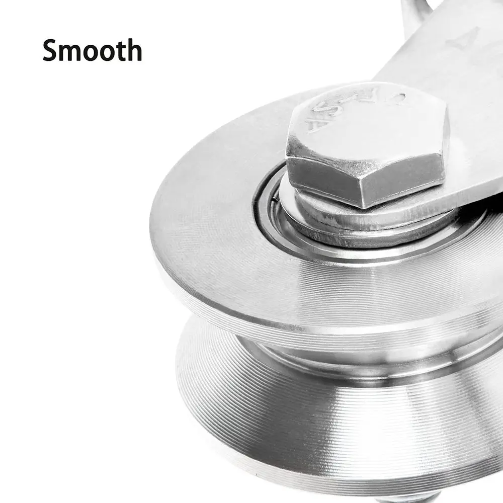 1 Pack 2 Inch V Groove Wheel Pulley, 304 Stainless Steel Silent Pulley Block, Heavy Duty Caster Wheels Sliding Gate Rollers