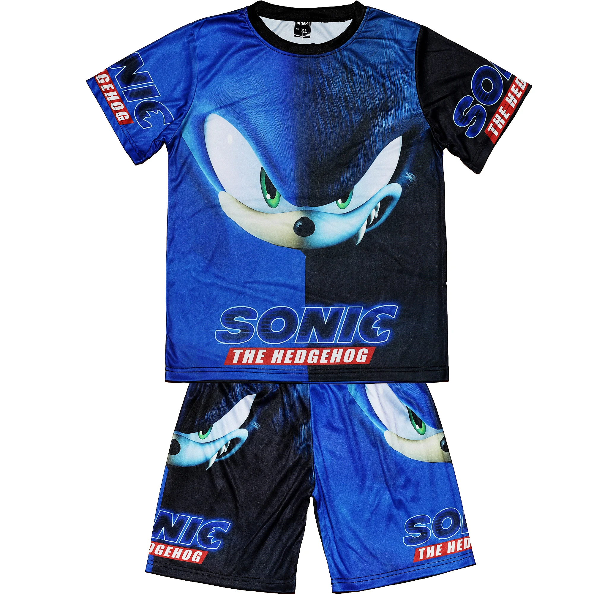 Autumn Children' Supersonic Sonic Jersey Shorts Set Running Sports Football Quick Drying T-shirt Game Character Printed Clothing